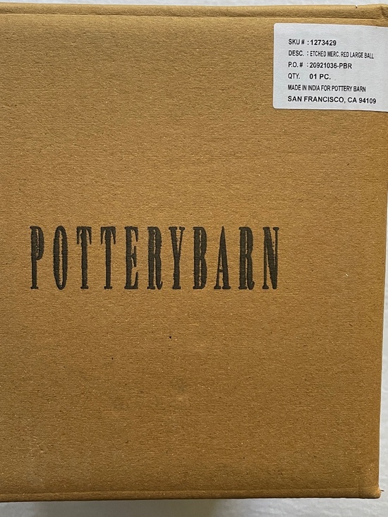 Pottery Barn Etched Large Mercury Glass Ornament, Red, 6" NEW - Picture 9 of 9